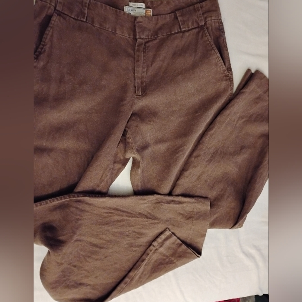 100% Linen Brown Size 8 Old Navy Pants